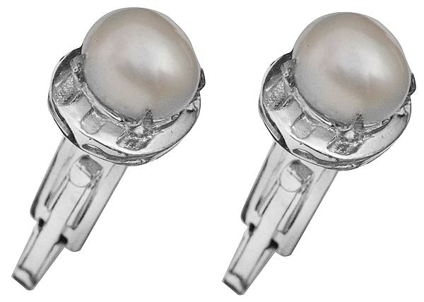 exotic india Muted Glow Pearl Sterling Silver Cufflinks 