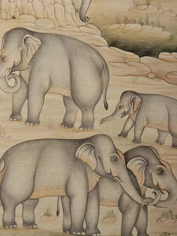 Exotic India Mythical Beast With A Herd Of Elephants 