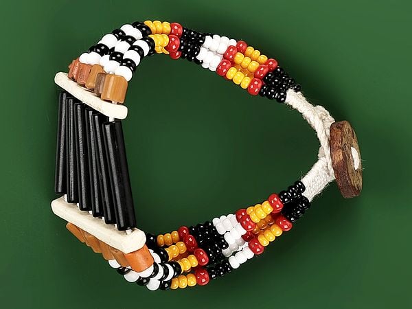 Exotic India Naga Black And Orange Beads Bracelet | Tribal Jewellery