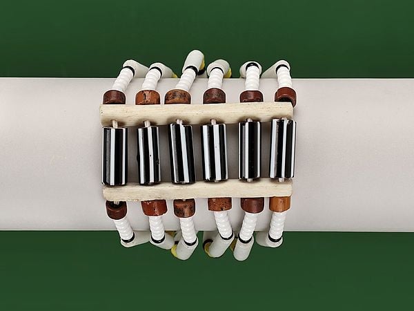 Exotic India Naga Bracelet With Black And White Beads | Tribal Jewellery 