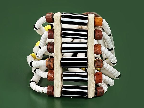 exotic india Naga Bracelet with Black and White Beads | Tribal Jewellery 