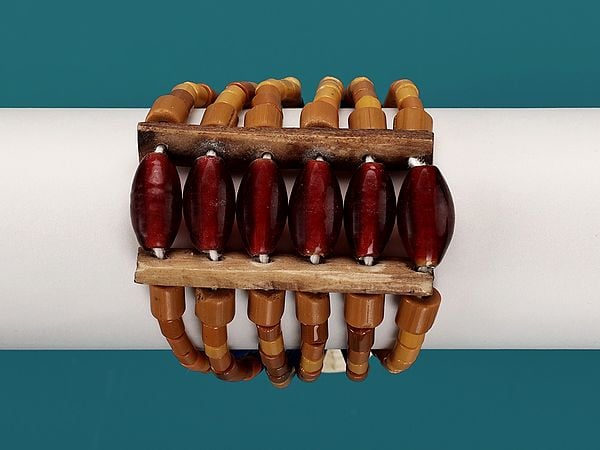 Exotic India Naga Bracelet With Red Yellow And Blue Beads | Tribal Jewelry 
