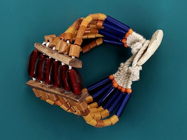 Exotic India Naga Bracelet With Red Yellow And Blue Beads | Tribal Jewelry 