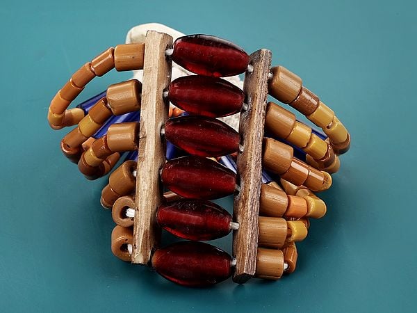 exotic india Naga Bracelet with Red Yellow and Blue Beads | Tribal Jewelry