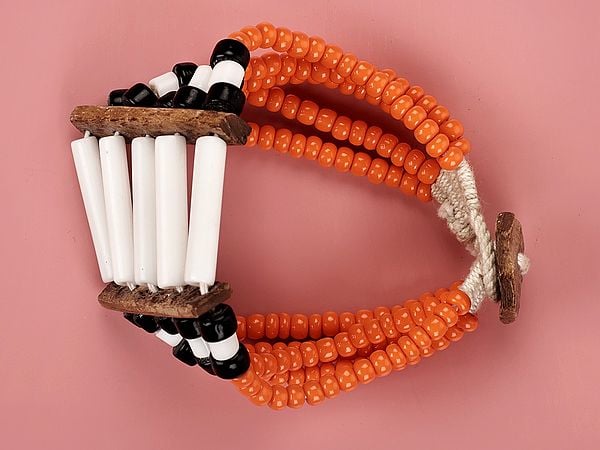 Exotic India Naga Orange Beads Bracelet | Tribal Jewelry