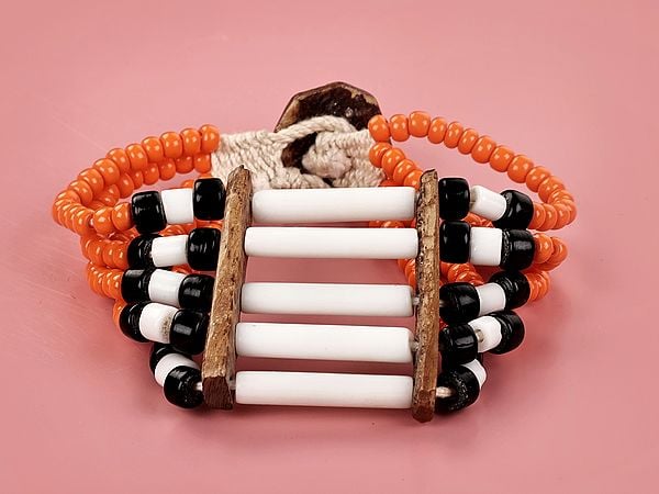 exotic india Naga Orange Beads Bracelet | Tribal Jewelry