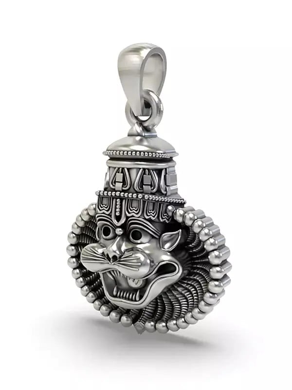 Exotic India Narasimha Face Sterling Silver Pendant 