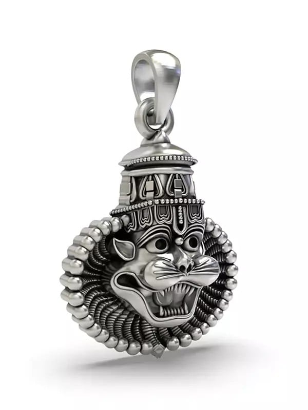 Exotic India Narasimha Face Sterling Silver Pendant 