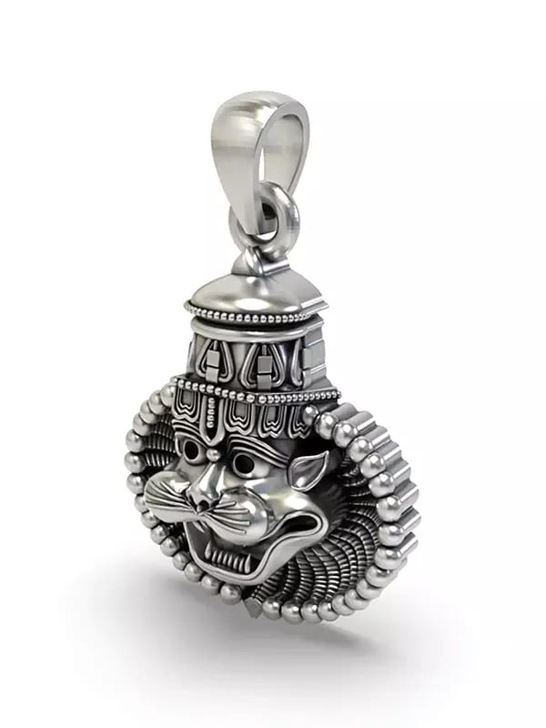 Exotic India Narasimha Face Sterling Silver Pendant 