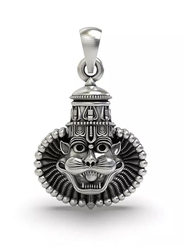 exotic india Narasimha Face Sterling Silver Pendant 