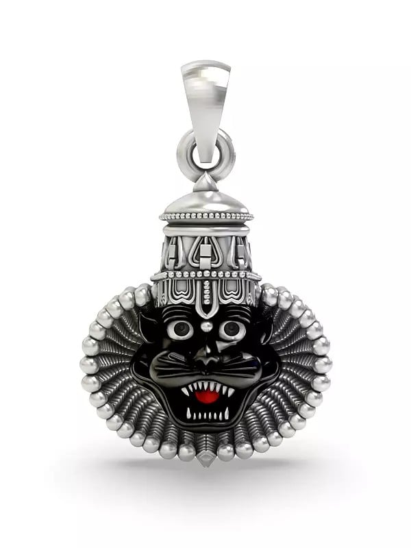 exotic india Narasimha Face Sterling Silver Pendant 
