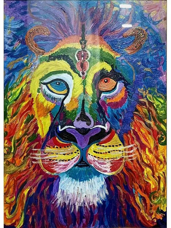 exotic india Narasimha Incarnation Of Lord Vishnu | Oil On Canvas | By Meenu Kapoor 