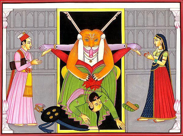 exotic india Narasimha Killing the Demon Hiranyakashipu 