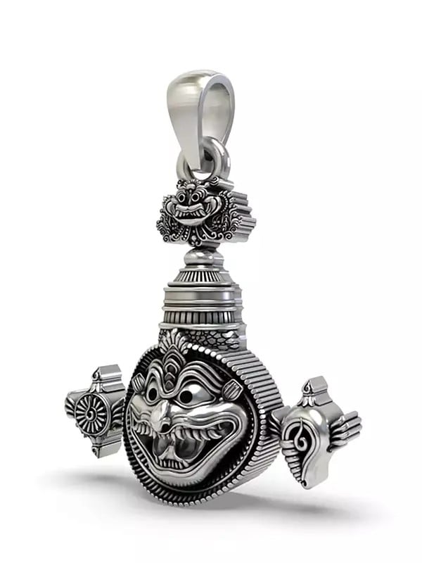 Exotic India Narasimha Pendant With Shankh And Chakra 