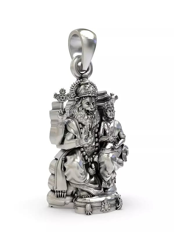 Exotic India Narasimha With Lakshmi (The Fourth Avatar Of Lord Vishnu) Pendant 