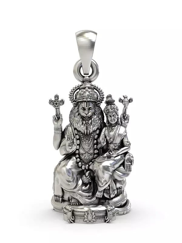exotic india Narasimha with Lakshmi (The Fourth Avatar of Lord Vishnu) Pendant 