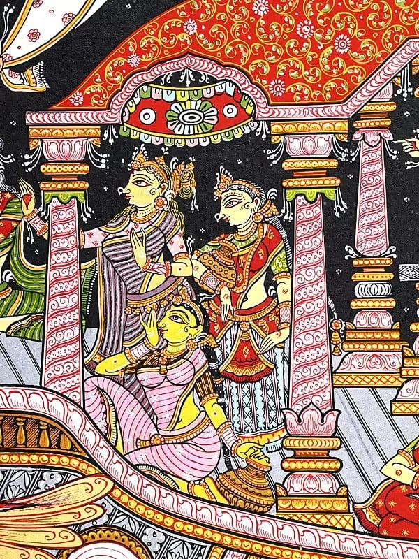 Exotic India Nauka Vihar - Radha Krishna On Boat With Gopikas | Pattachitra Painting From Odisha 