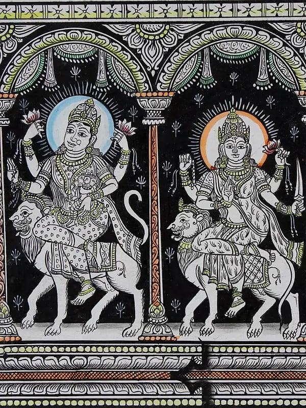 Exotic India Navadurga - Nine Forms Of Goddess Durga | Pattachitra Painting 