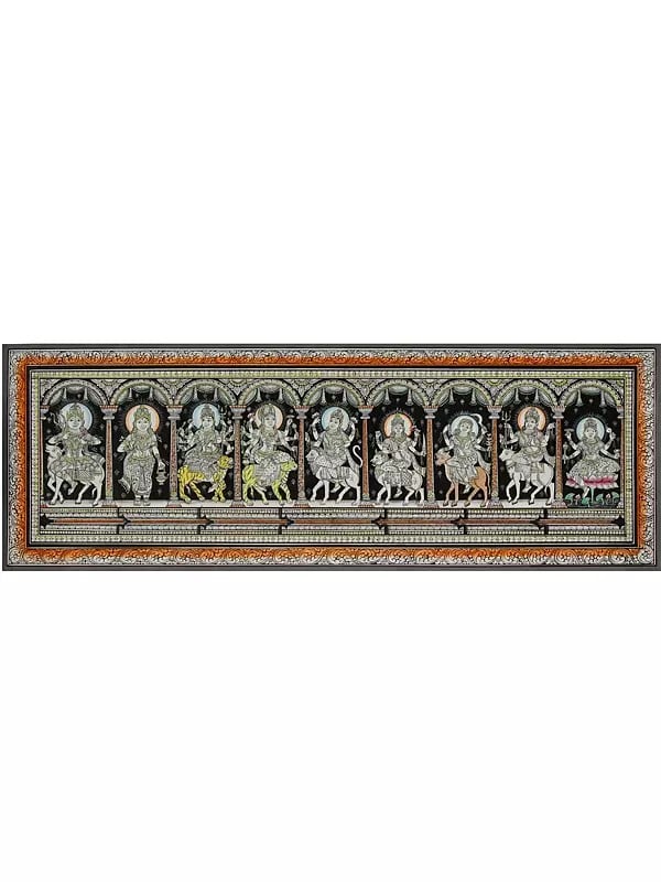 exotic india Navadurga - Nine Forms of Goddess Durga | Pattachitra Painting