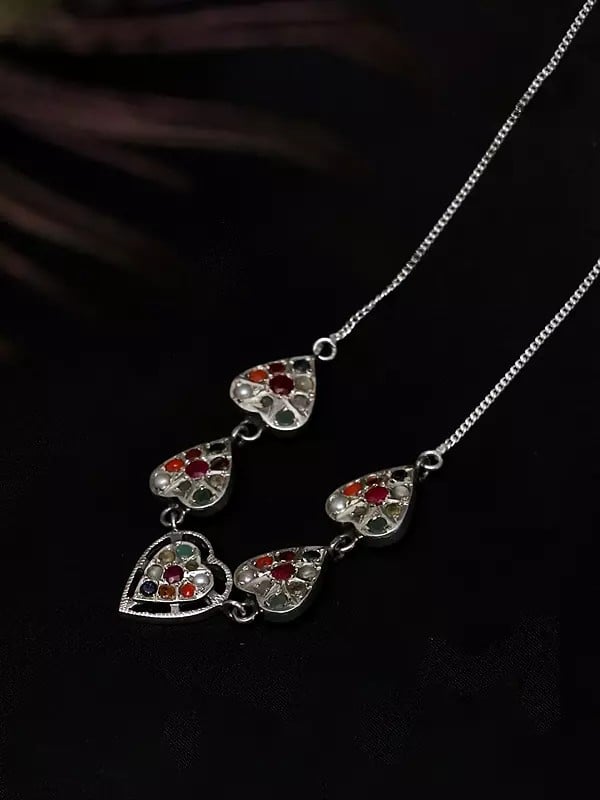 exotic india Navaratna Valentine Heart Shape Necklace 