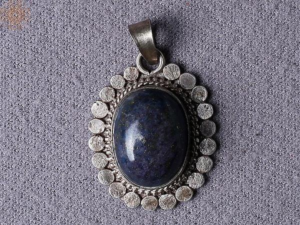 exotic india Navy Blue Onyx Gemstone Silver Pendant from Nepal
