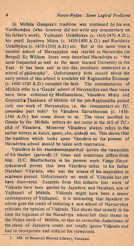 Exotic India Navya-Nyaya: Some Logical Problems In Historical Perspective (An Old And Rare Book) 