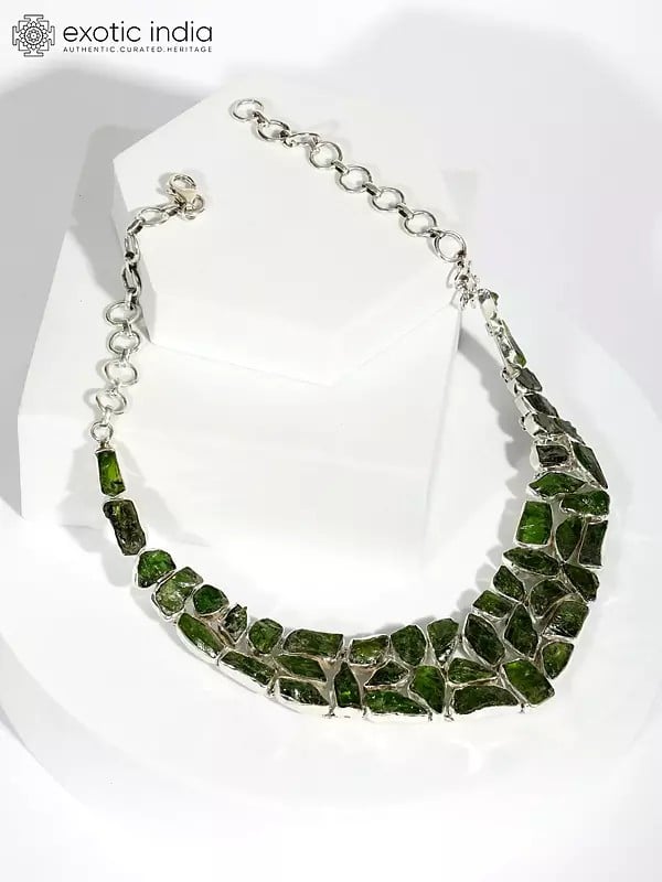 Exotic India Necklace With Rugged Natural Chrome Tourmaline 