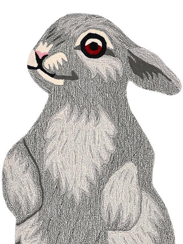Exotic India Neutral-Gray Handmade Rabbit Tufted Yogic Asana Mat From Mirzapur 