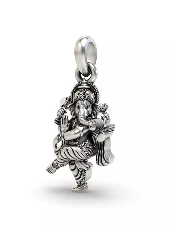 Exotic India Nritya Ganapati Sterling Silver Pendant 