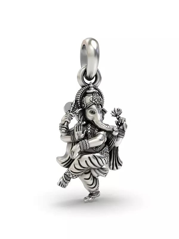 Exotic India Nritya Ganapati Sterling Silver Pendant 