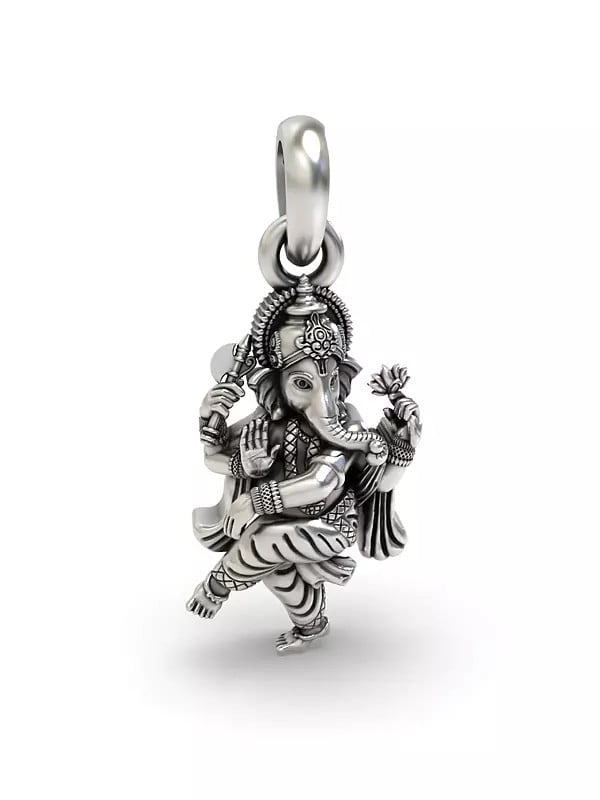 Exotic India Nritya Ganapati Sterling Silver Pendant 