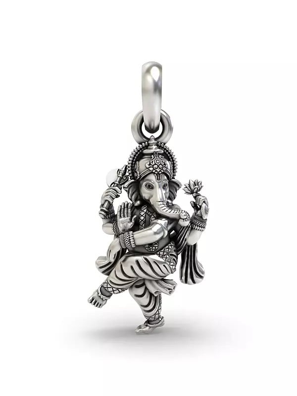 exotic india Nritya Ganapati Sterling Silver Pendant 