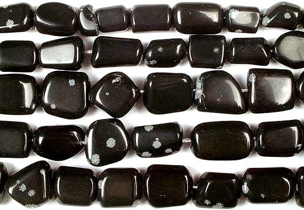 exotic india Obsidian Snow Flake Plain Tumbles | Gemstone Beads