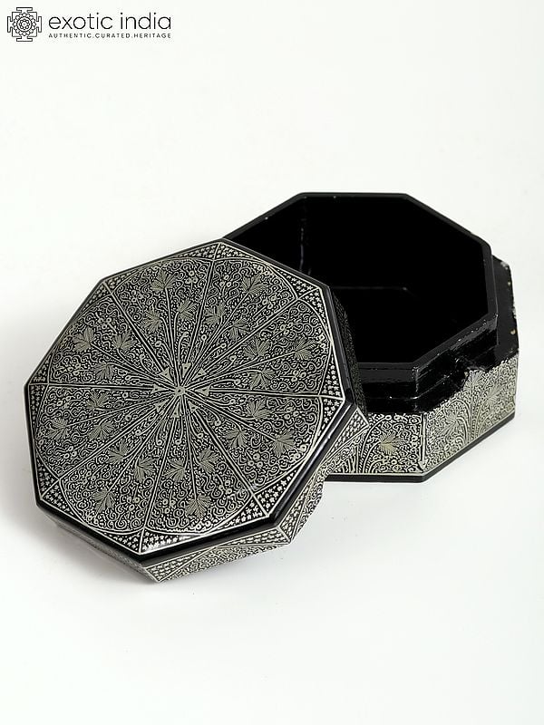 Exotic India Octagon Floral Box With Superfine Work | Hand Painted 