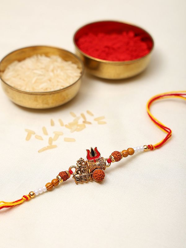 Exotic India Om Namah Shivay Rakhi With Trishul And Damru 