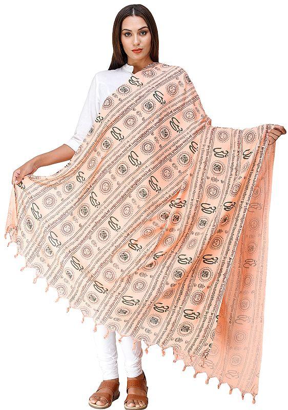 exotic india Om Prayer Shawl with Printed Gayatri Mantra