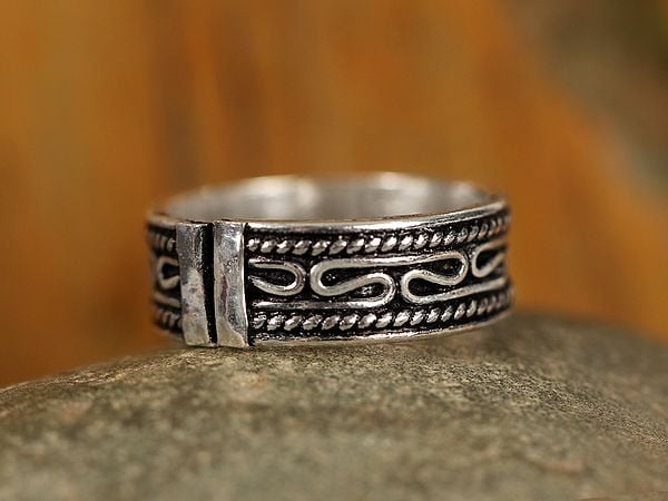 Exotic India Open Patterned Ring | Sterling Silver Rings 