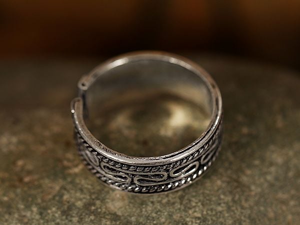 Exotic India Open Patterned Ring | Sterling Silver Rings 