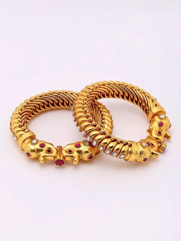 exotic india Openable Elephant Head Sutlada Pair of Bangles 