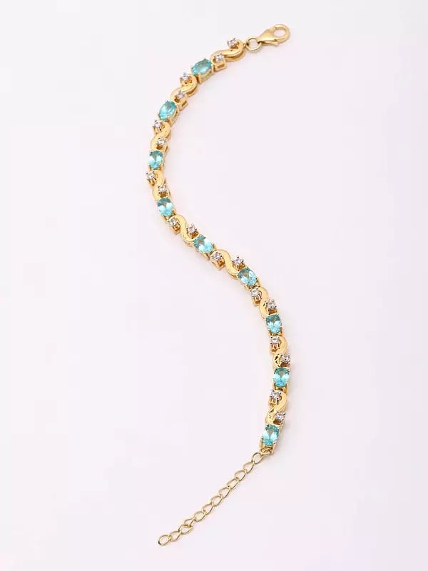 Exotic India Oval Shape Faceted Apatite Tennis Bracelet 