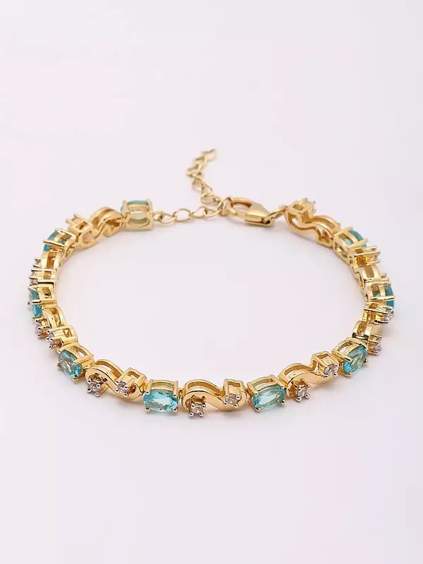Exotic India Oval Shape Faceted Apatite Tennis Bracelet 
