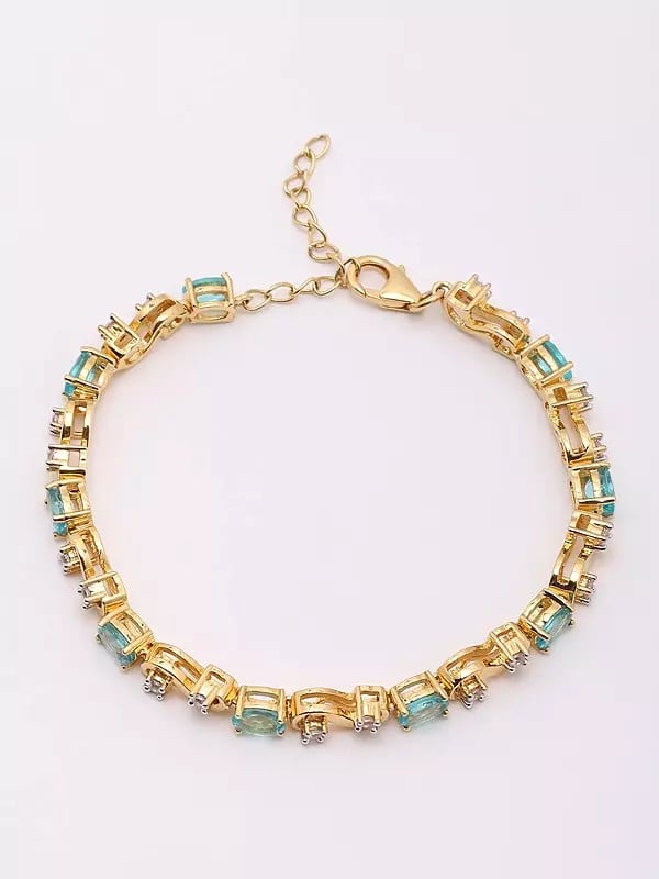 Exotic India Oval Shape Faceted Apatite Tennis Bracelet 