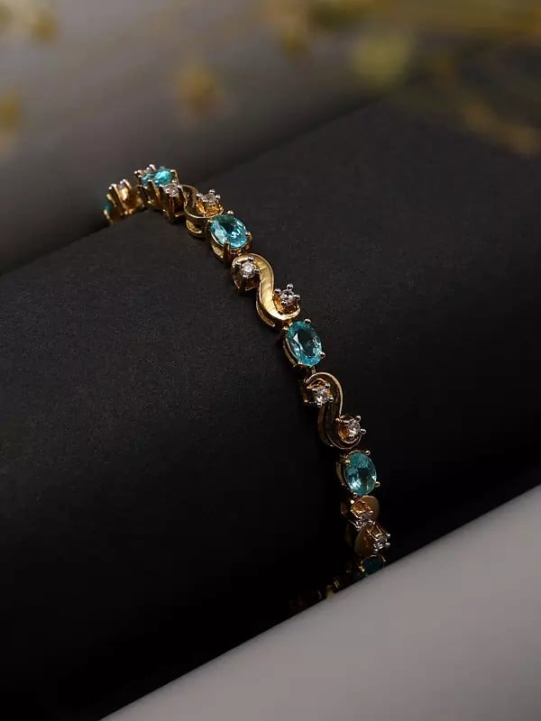 exotic india Oval Shape Faceted Apatite Tennis Bracelet 