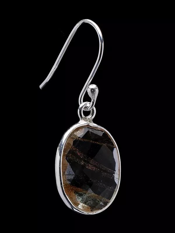 Exotic India Oval Shape Faceted Crystal Hook Earrings 