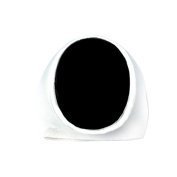 Exotic India Oval Shape Sterling Silver Ring With Black Onyx Stone 