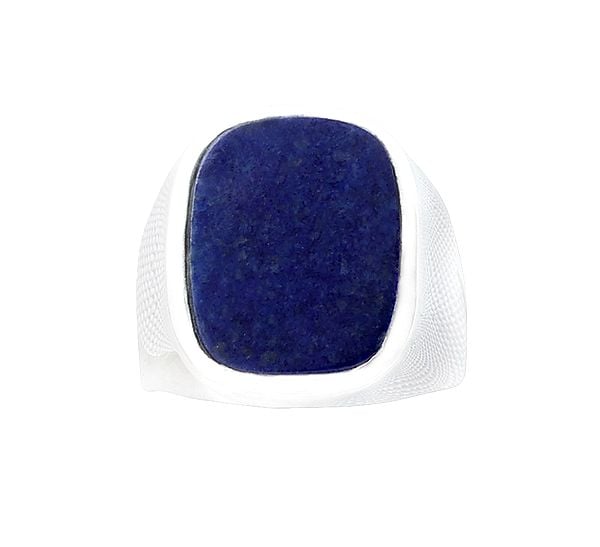 Exotic India Oval Shape Sterling Silver Ring With Lapis Lazuli Stone 