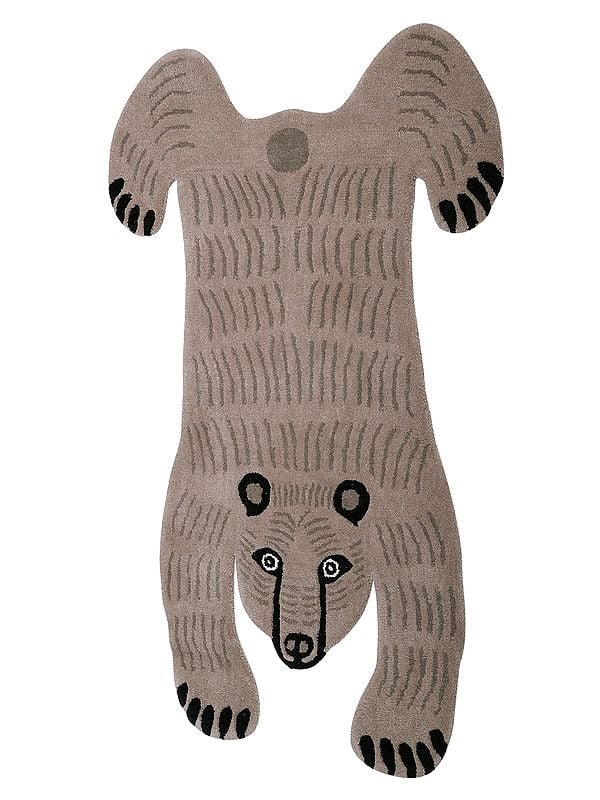 exotic india Oxford-Tan Bear Wool Yogic Asana Mat from Mirzapur 
