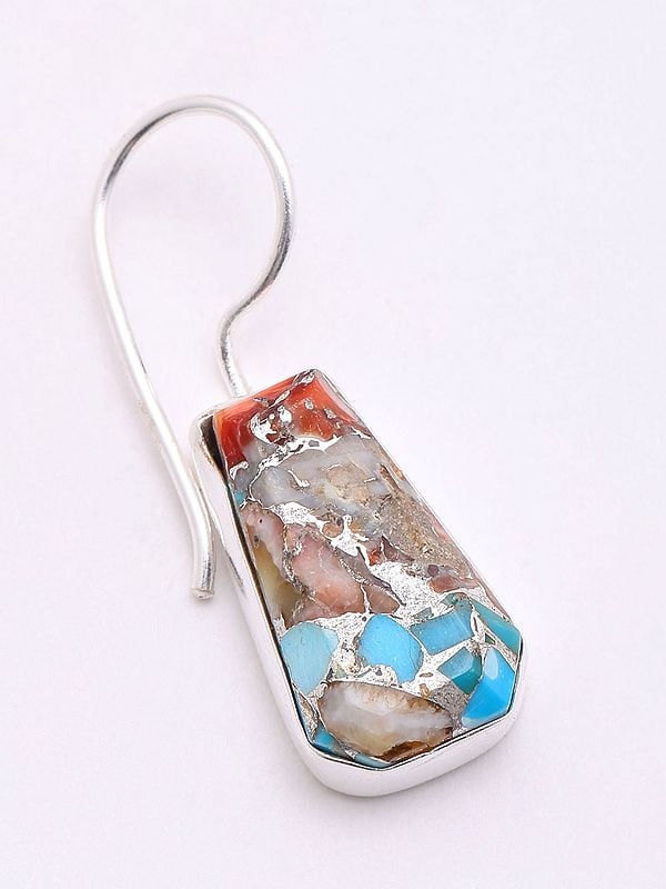 Exotic India Oyster Copper Turquoise Dangle Earrings 
