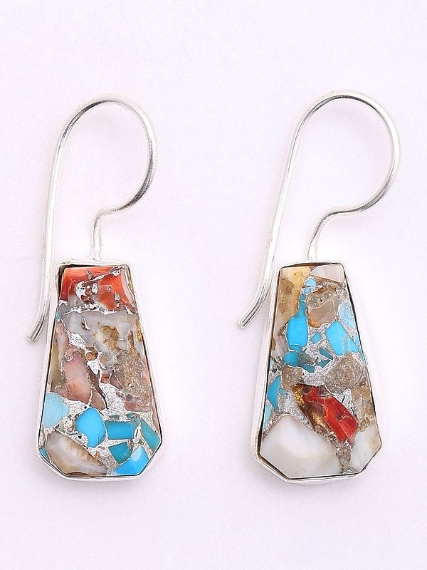 exotic india Oyster Copper Turquoise Dangle Earrings 