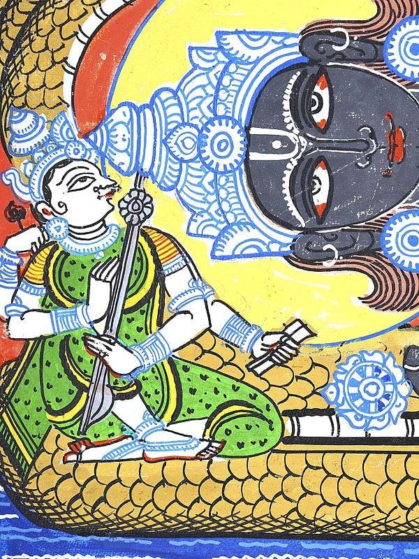 Exotic India Padmanabha Swamy (Shesha-Shayi Lord Vishnu) | Pattachitra Painting